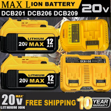 2Pack For DeWalt 20V 20 Volt Max XR 12.0AH Lithium Ion Battery DCB206-2 /Charger