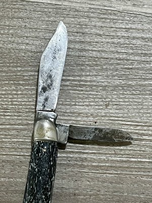 VINTAGE IMPERIAL 2 BLADE SHELL JACK FOLDING POCKET KNIFE BLACK