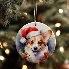 Christmas Corgi Ornament, Dog Lover Holiday Decor, Pet Memorial Gift, Corgi M...
