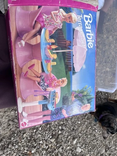 Mattel Barbie Vintage Patio Furniture Set Pink Blue for 11" Dolls Table Grill