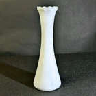 Vintage White Milk Glass Bud Vase with Beaded Row Scalloped Top 9"