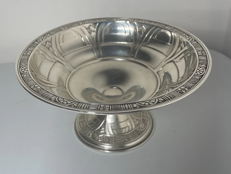 Alvin Weighted Sterling Silver Compote Art Deco Motif 2.75" tall - FREE SHIPPING - Image 2 of 4