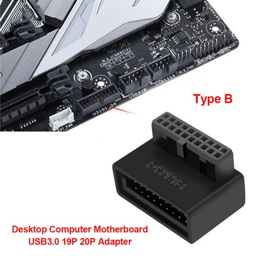 Computer Motherboard Header Adapter USB 3.0 19P 20P 90 Degree Converter B - Afbeelding 7 van 12