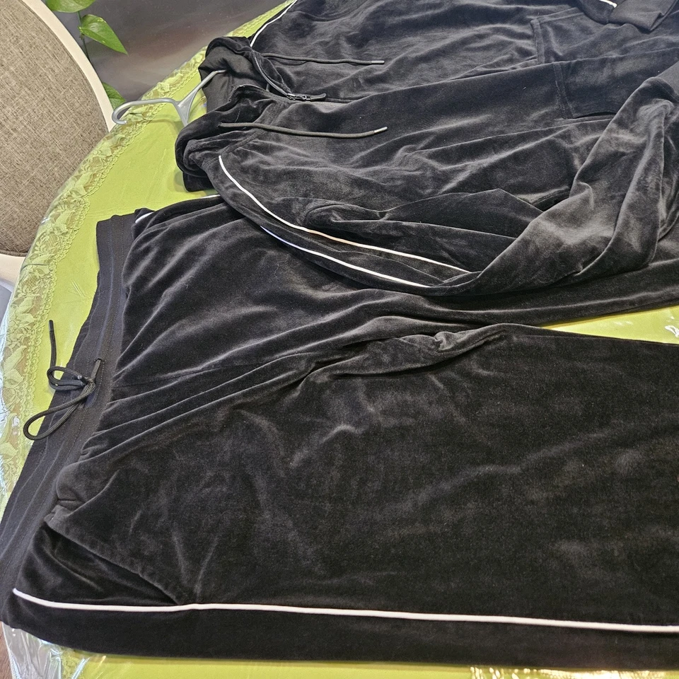 Traje de chándal Linea Uomo LU terciopelo negro 2 piezas XXL Y2K 2000s ropa de salón ropa de calle  Foto 3 de 4