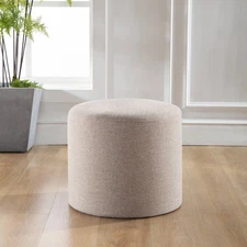 WOVENBYRD Round Pouf Footrest Modern Contemporary Living Room Light Brown