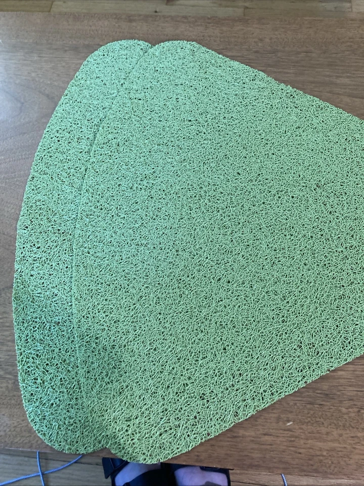 Lote de 6 manteles individuales estilo cuerda espagueti triangular oblongo verde amarillo Foto 3 de 4