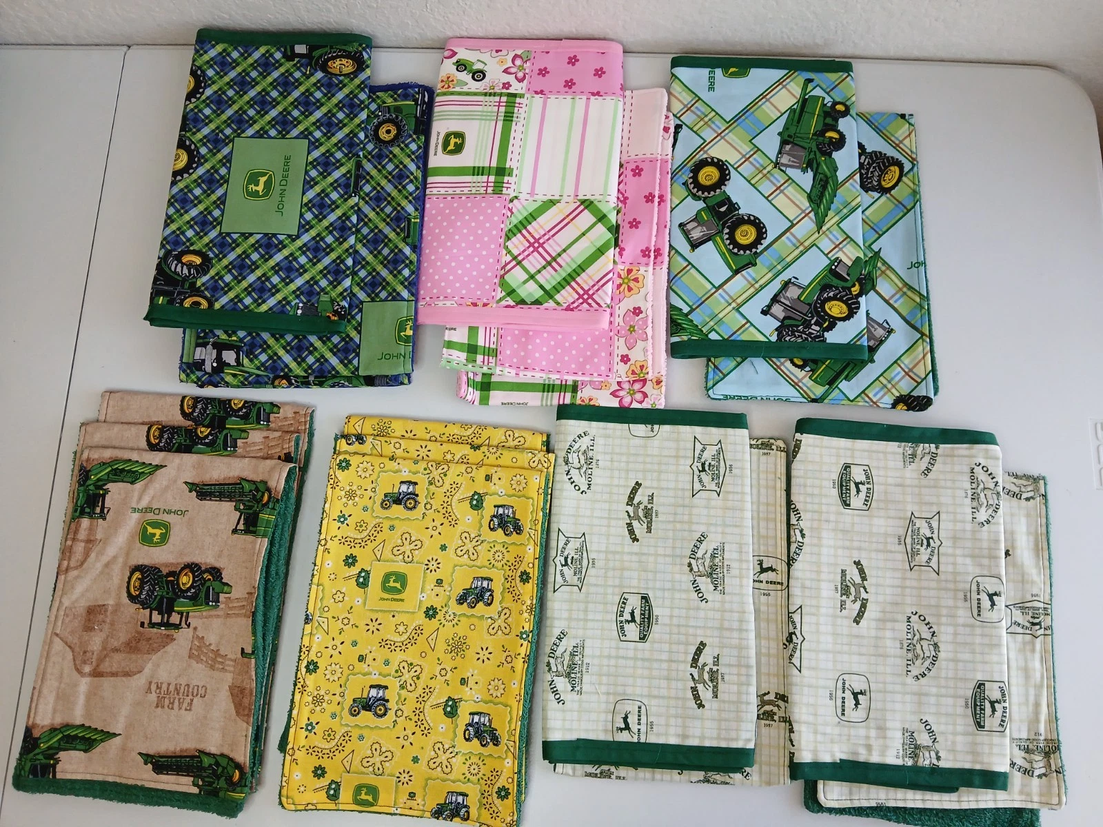 JOHN DEERE Baby Changing Pad and Burp Cloth Sets Handmade Lot of 5 + See Notes