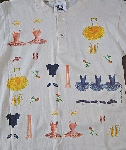 Vintage 90s Youth Long Sleeve Henley T-Shirt Size M 10-12 Ballet Dance Art USA - Picture 2 of 11
