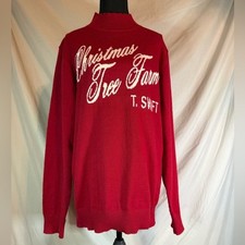 *RARE* Taylor Swift “Christmas Tree Farm” Mock Neck Sweater – Red- Small *RARE*