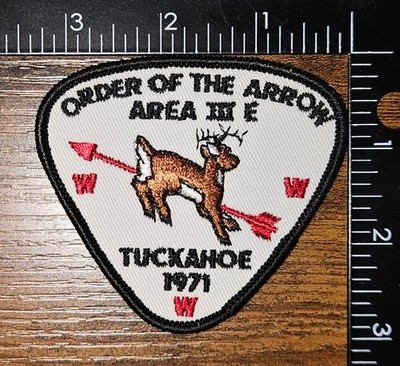 Tuckahoe Lodge 347 Area 3 E 1971 Boy Scout Order of the Arrow BSA Patch WWW