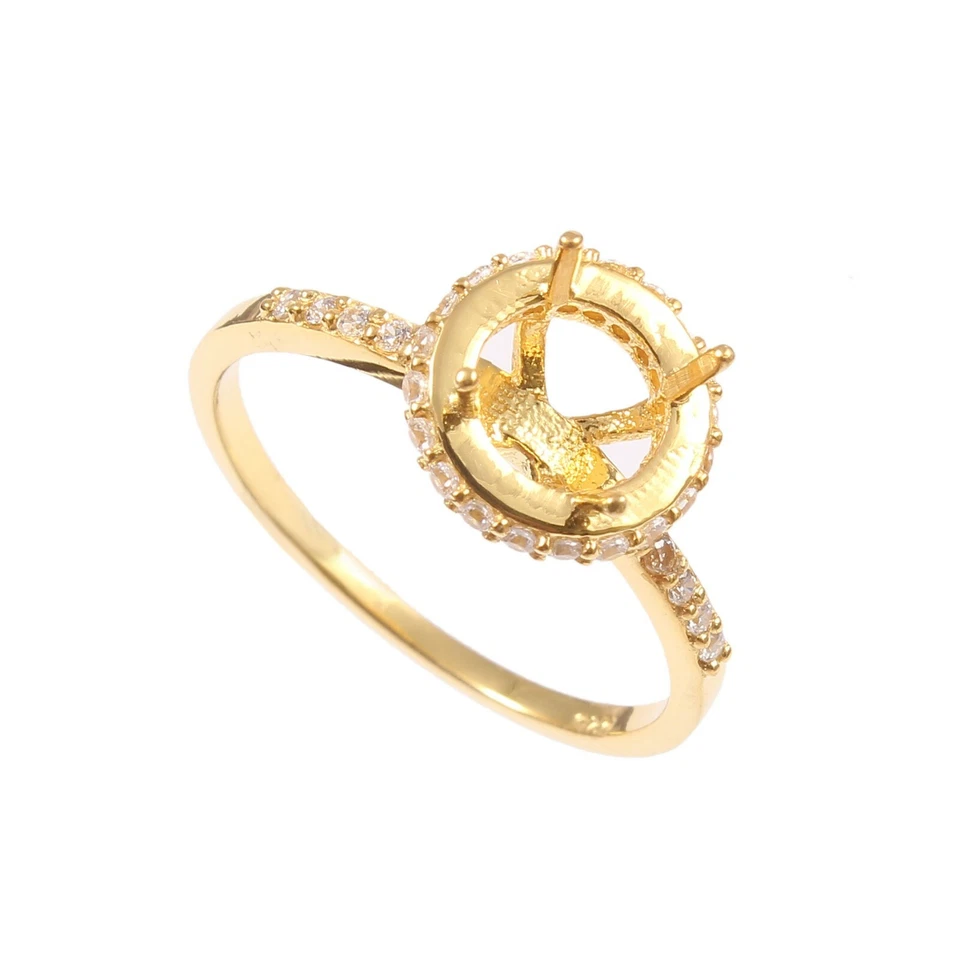 Semi Mount Ring Stone Setting Size 6X6 MM Round Shape Yellow Gold Rhodium Plated - Image 2 of 4