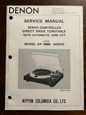 Denon Model DP-1200 Direct Drive Turntable Service Manual Original Genuine OEM