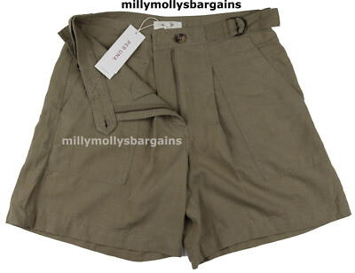 Womens Marks & Spencer Shorts Green Linen Size 12      zz