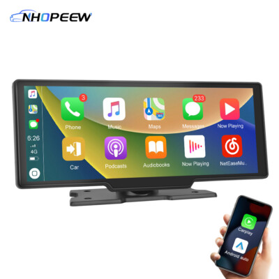 10.26'' 2K Car Portable Wireless Apple CarPlay Android Auto FM Touch Screen Radio