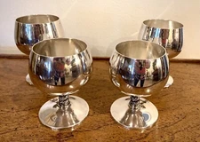 4 Silver Plate Brandy Snifters Made In Spain Roma S.L.  Vintage