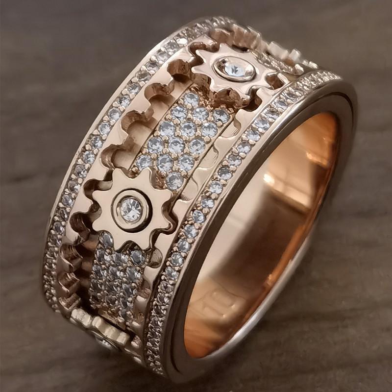 Rotating Gear Ring in High-quality Geometric 3d Spinner Ring