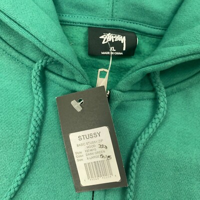 Stussy Basic Zip Hoodie Mens XL Dark Green Sweatshirt NWT | eBay