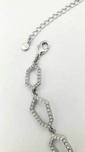 Chloe and Isabel Modern Mosaic Silvertone Rhinestone Necklace Original MSRP $58 - Picture 6 of 7