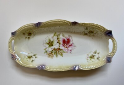 Vintage   1914- 1922 PK Silesia Floral Oblong Celery Dish 