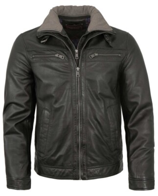 Existenz - Herren Lederjacke Lammnappa schwarz