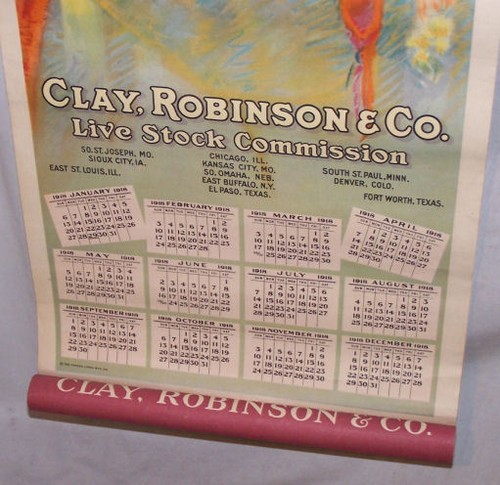 Antique 1918 Calendar Yard Long Clay Robinson Livestock Commission Advertising - Picture 4 of 8