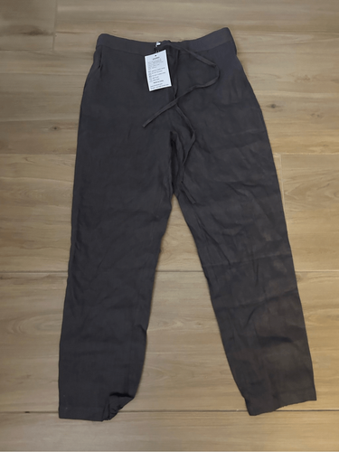 NEW Tapered 100% Linen Drawstring Back Elastic Waist Ankle Length Pants M - Picture 3 of 4