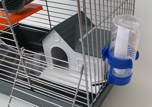 Jaula para ratón roedores botella de agua mascota casa rueda animal jerbo hámster cabaña azul - Imagen 10 de 11