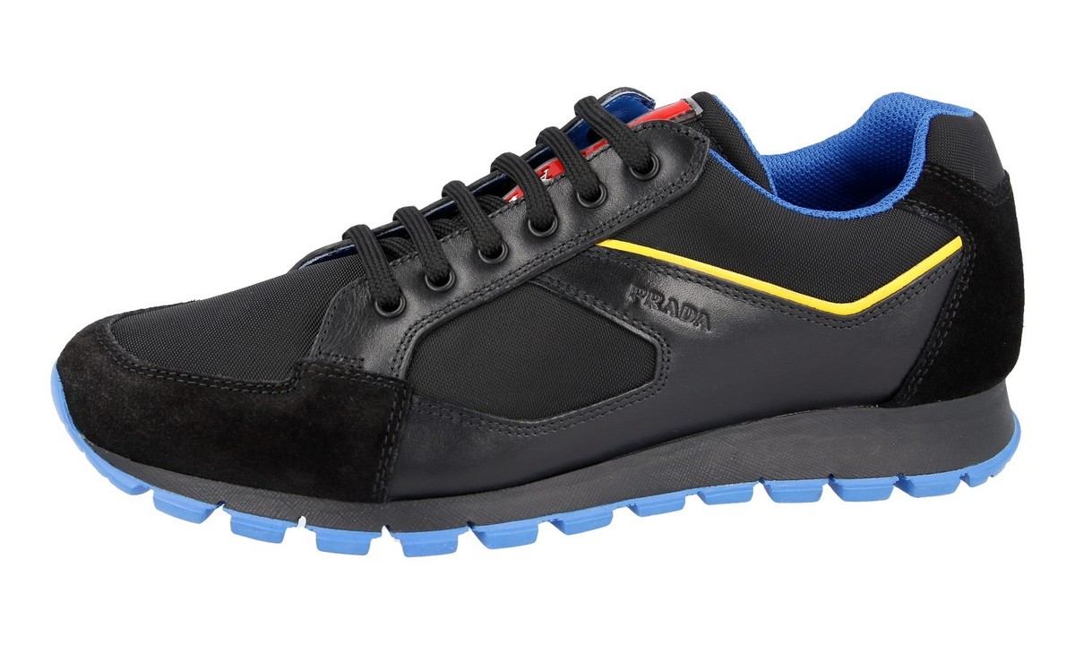 スニーカー Prada Sneaker In Pelle LUXURY PRADA SNEAKERS SHOES 4E2932 BLACK LEATHER NEW US 7.5