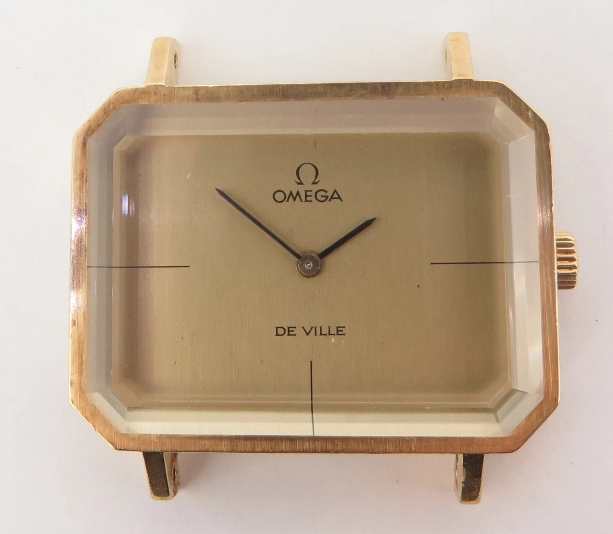 Super RARE Vintage 1972 Omega Deville Emerald 18k Gold Watch by