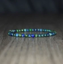 4mm Natural Azurite Malachite Stone Dainty Bracelet Gemstone Healing Bracelet