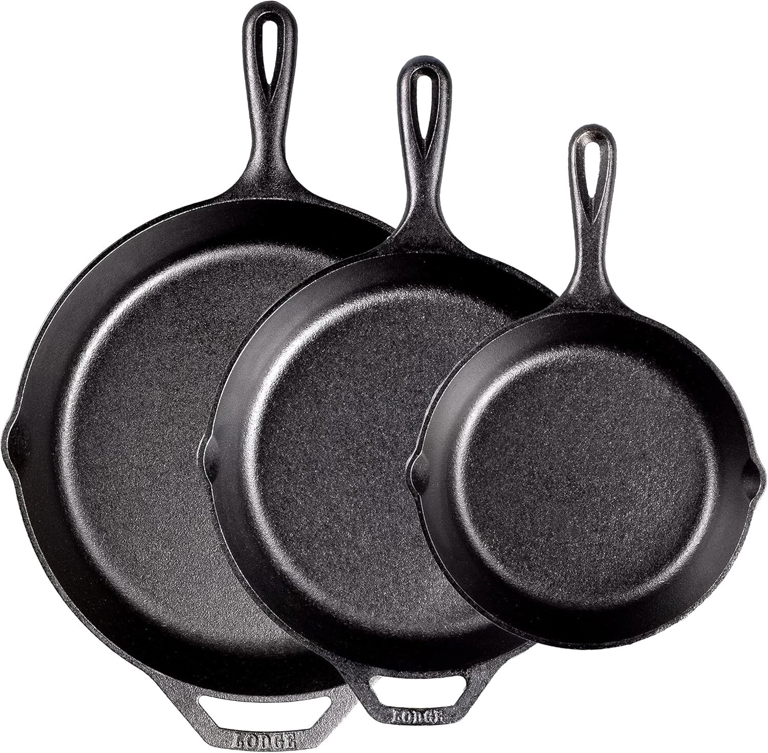 Lodge Skillet Set Pre-Seasoned Cast Iron 3 Pcs Pan Set - 8", 10.25" & 12", Black
Opens in a new wind
