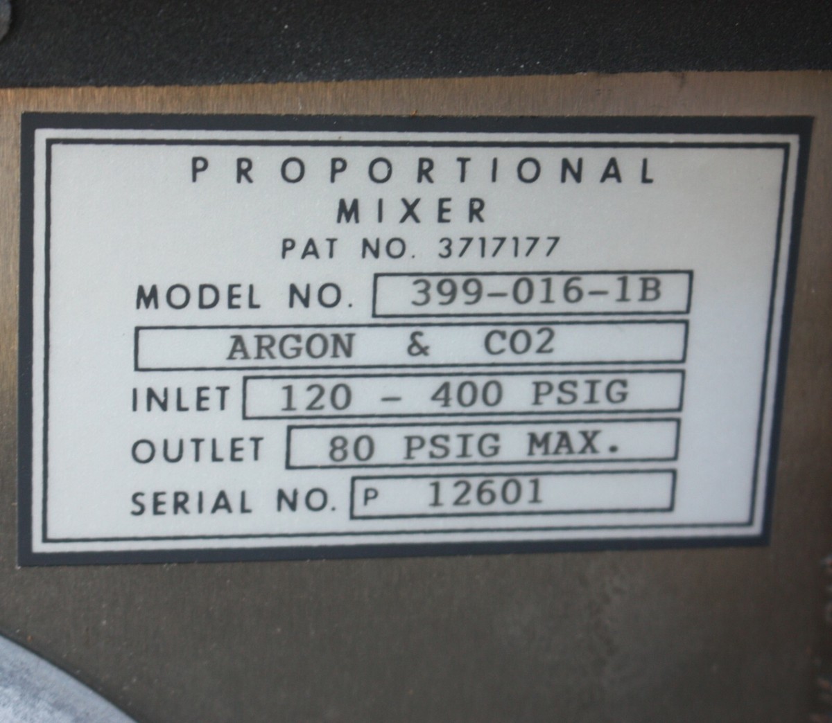 SMITH EQUIPMENT Proportional Mixer 399-016-1B CO2 Argon