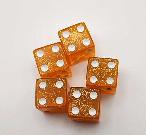 Gold Glitter Replacement dice 19mm Set of Five. - Picture 5 of 7