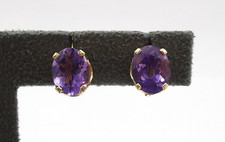2.88CTW Amethyst Dangle/Drop Earrings 14 Karat Yellow Gold 9 x 7mm