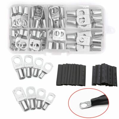 140PCS Copper Wire Ring Terminal Lug SC Battery Welding Bare Connectors Set Kits