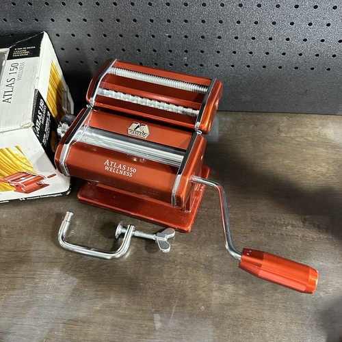 Marcato Atlas 150 Wellness Pasta Maker Hand Crank Machine Red Stainless Steel - Picture 2 of 8