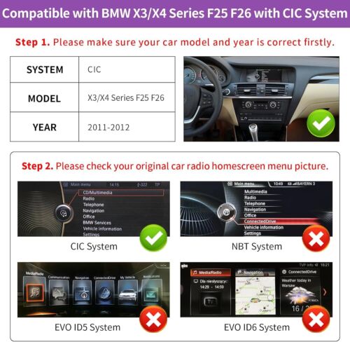 Car Radio for BMW X3 X4 Series CIC System F25 / F26 (2011-2012) 10.25'' Android - Picture 2 of 13