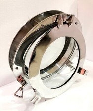 12" Canal Porthole Window Silver Nickel Door Window Glass Porthole Home Decor