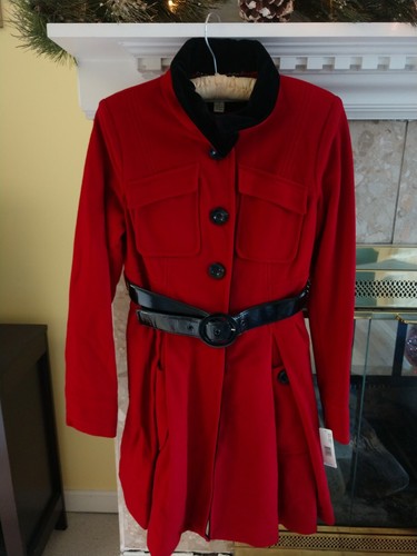 Wool Coat Velvet Trim Collar Size 