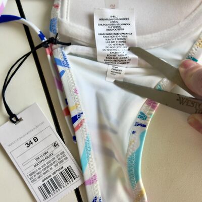 Shade & Shore Multicolor Shoulder Tie Underwire Bralette Bikini