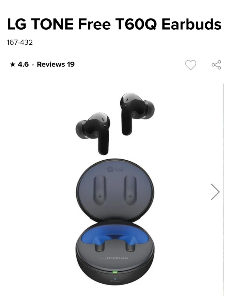 LG TONE Free T60Q Earbuds bluetooth wireless  - Image 2 of 3