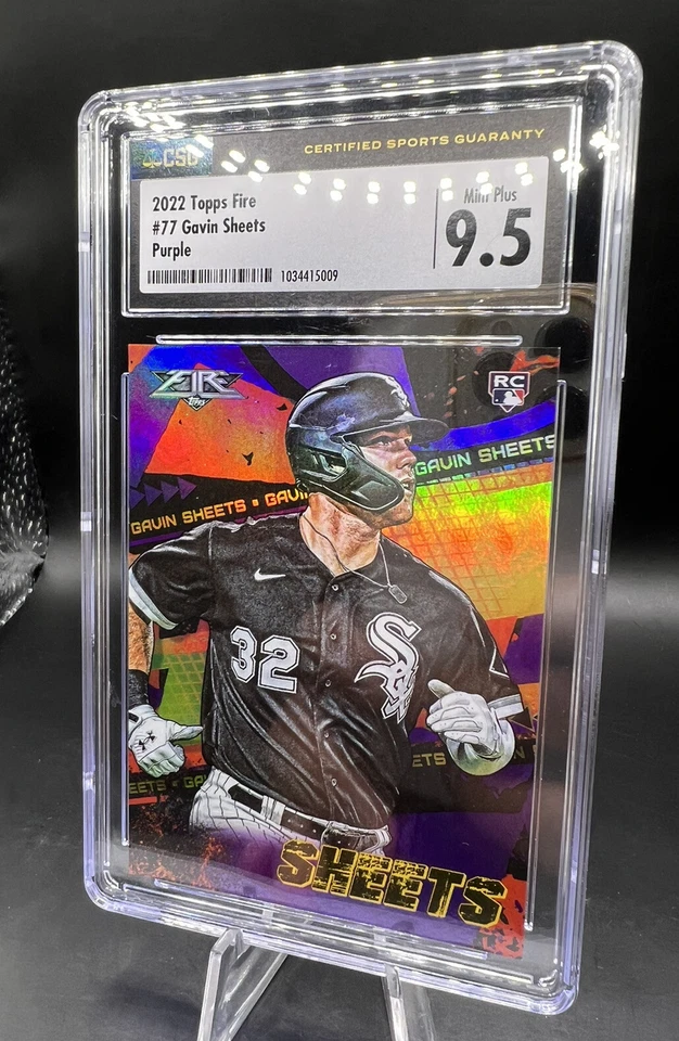2022 Topps Fire - Purple #77 Gavin Sheets 97 /99 RC White Sox - Image 3 of 4