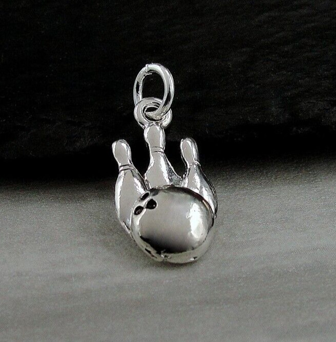 Silver Bowling Charm - Bowling Pins and Bowling Ball Charm -