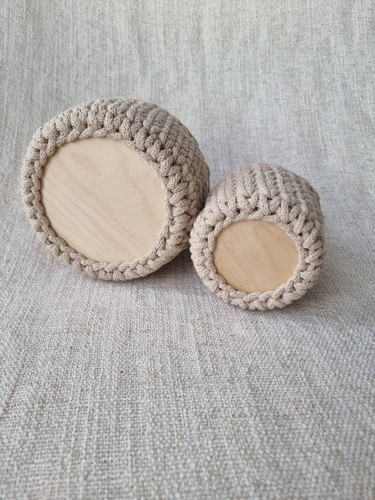 Set of 2 decorative crochet baskets. Storage boxes in boho style. Home decor - Picture 9 of 10