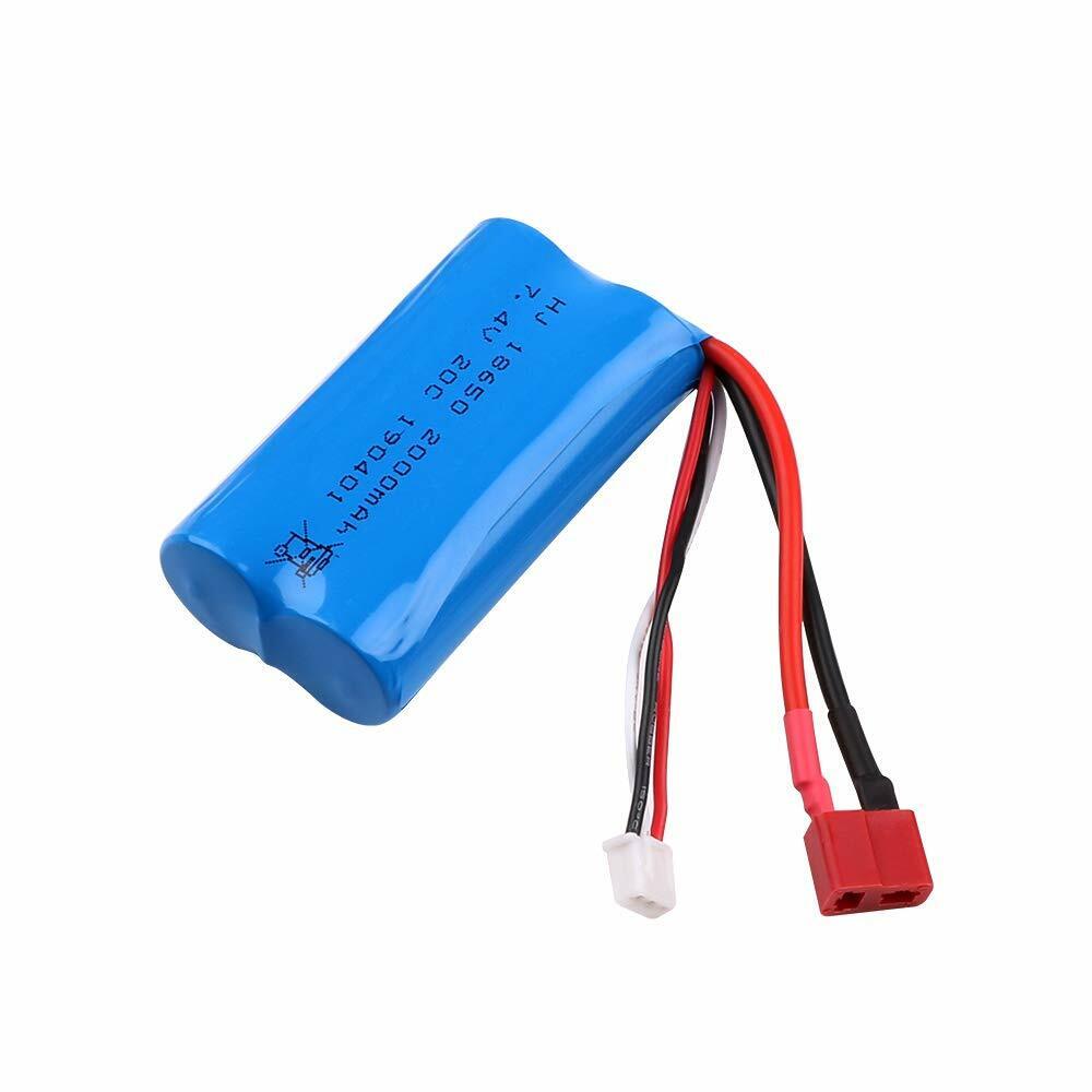 7,4V 2000mAh Akku 2S Li-Ion Battery T Plug mit USB Ladegerät für RC Auto Truck