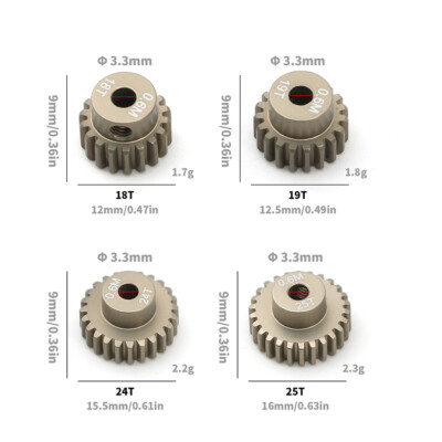 7075 Alloy 18T 19T 24T 25T Motor Pinion Gear Set For Tamiya TT01 TT02 TB02 TA05