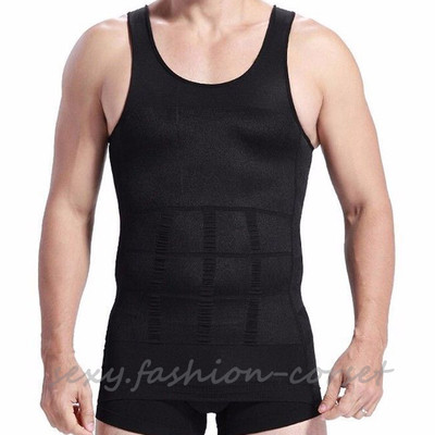 Mens Slimming Body Shaper Compression Vest Sports T-shirt Posture Corrector Tops