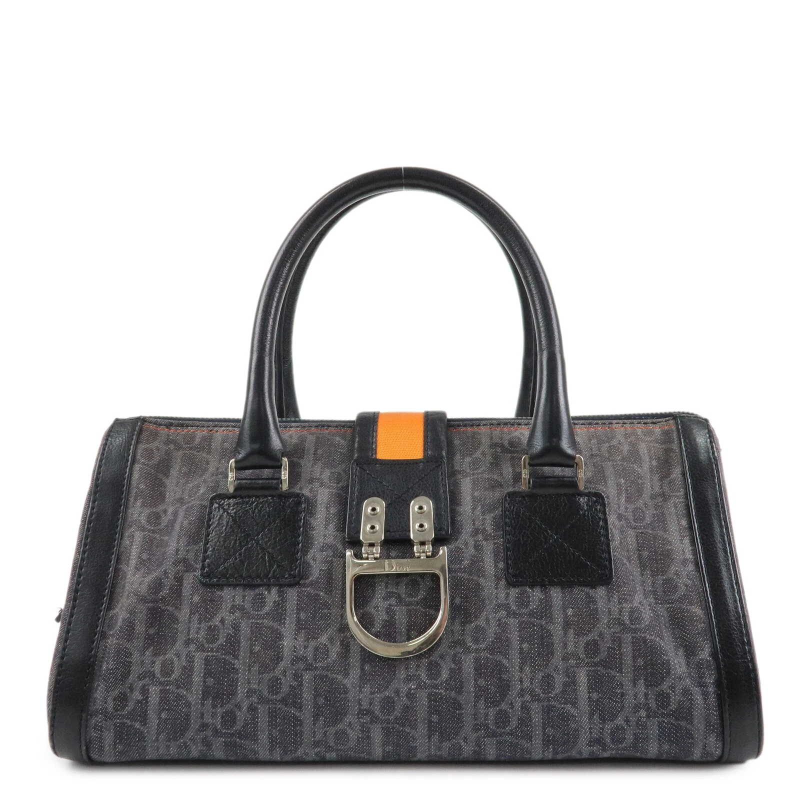Authentique sac à main Christian Dior Flight Line Trotter denim cuir bleu occasion F/S