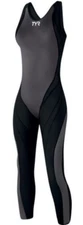 TYR Women's 26 Black Tracer A7 Zip Back Full Body Swim Suit USA Made FINA New 