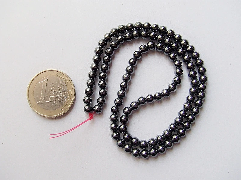 1filo/ 102 pz perline pietre ematite rotondo 4mm colore nero bijoux